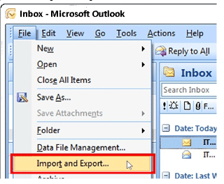 Import-Export Outlook 2007