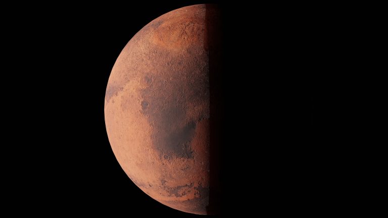 Stunning image of Mars half-illuminated against the blackness of space